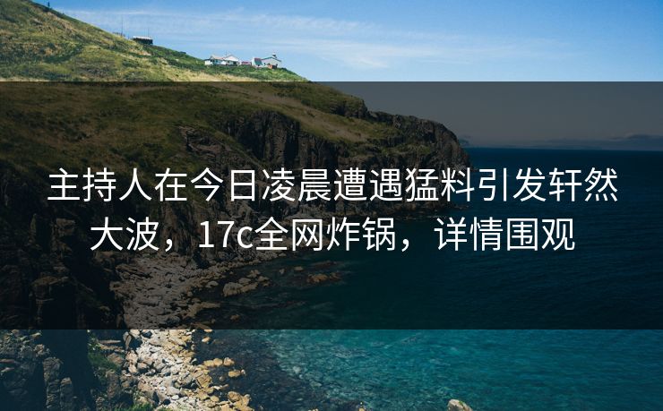 主持人在今日凌晨遭遇猛料引发轩然大波,17c全网炸锅,详情围观 第1张 主持人在今日凌晨遭遇猛料引发轩然大波,17c全网炸锅,详情围观 第1张