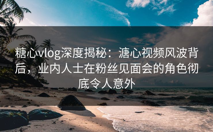 糖心vlog深度揭秘：溏心视频风波背后，业内人士在粉丝见面会的角色彻底令人意外