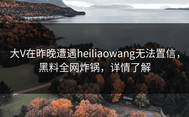 大V在昨晚遭遇heiliaowang无法置信,黑料全网炸锅,详情了解